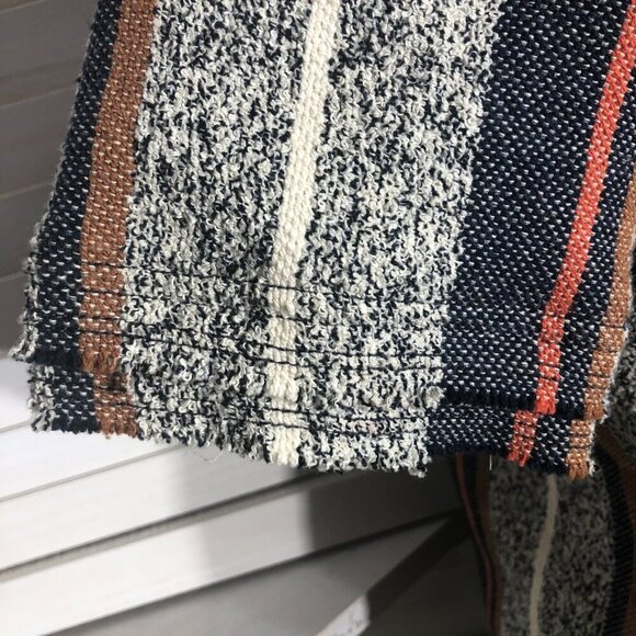 Ann Taylor Boho Blouse Cotton Short Sleeve Striped Gray Blue Cream Small - Picture 7 of 8